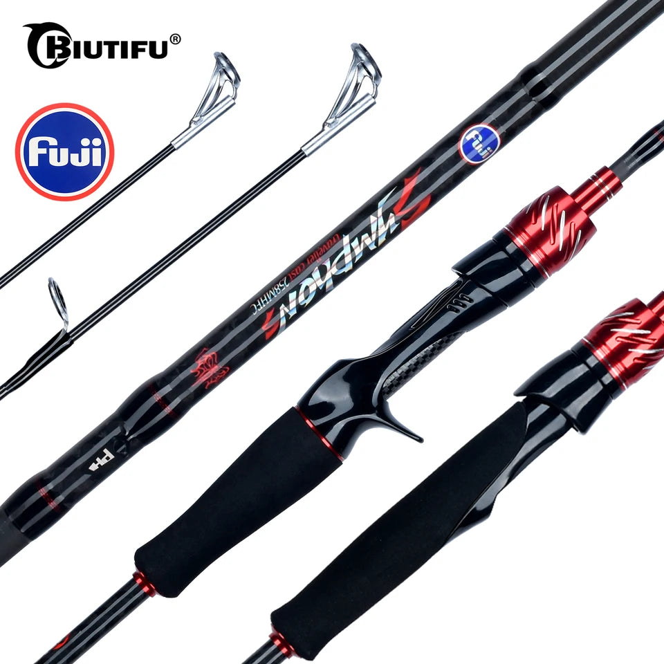 BIUTIFU Carbon Fishing Rod for Travelers - Fuji Lure Spinning Casting Rod 1.8-3.0m 5-42g Ideal for Mini Rock Fishing Baitcasting