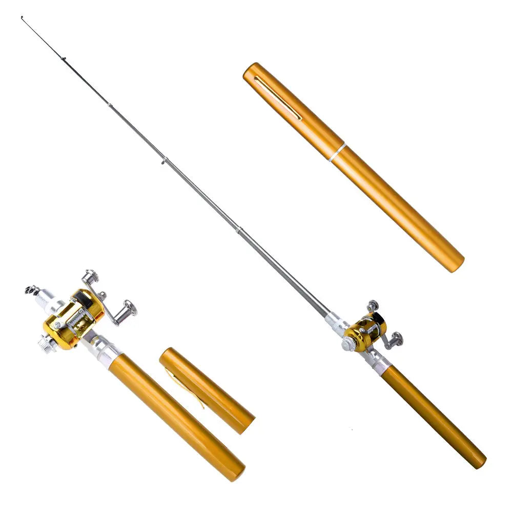 Fishing Rod Reel Combo Set Mini Telescopic Pocket Pen Fishing Rod Pole Fish Rod+Reel Pocket Fishing Rod Reel Full Kit