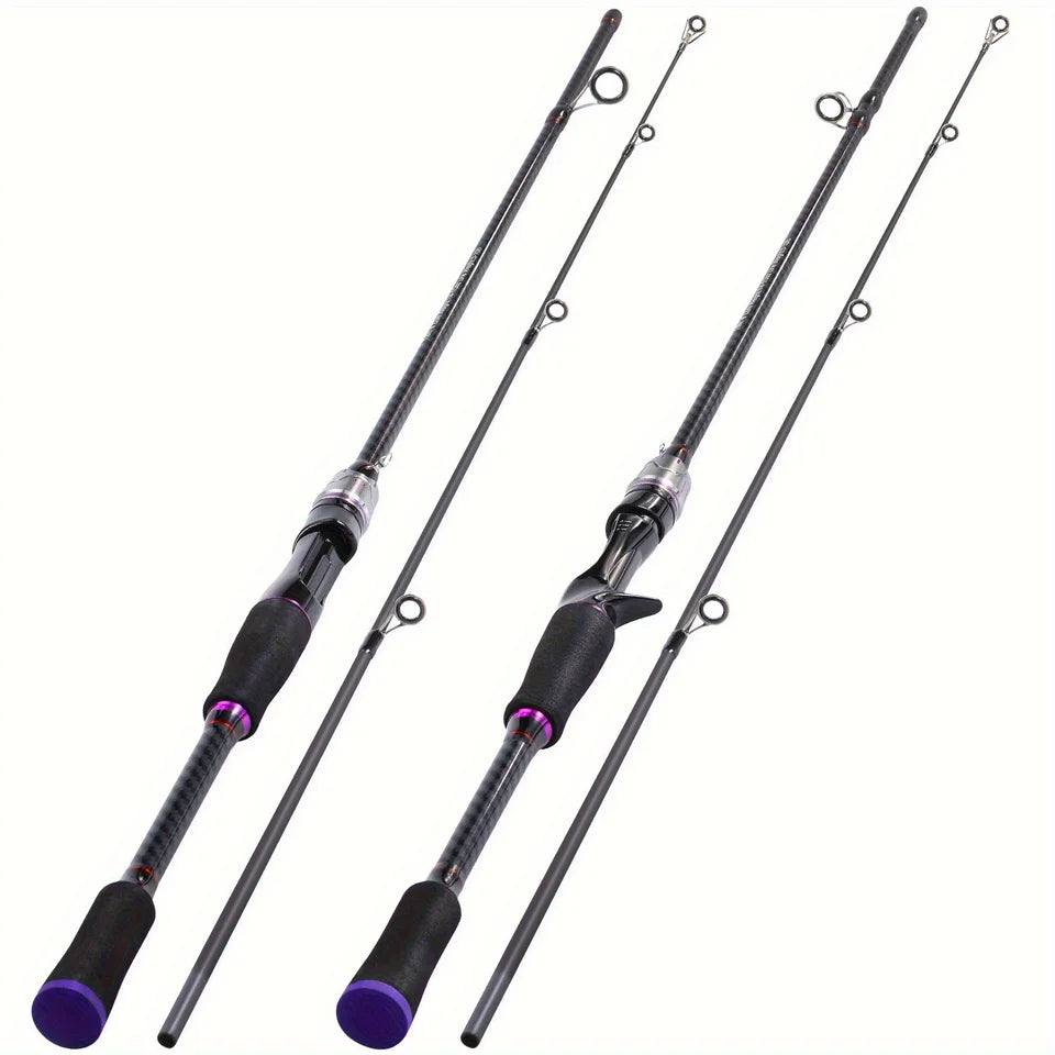 180cm Telescopic Fishing Rod Carbon Fiber, Fast Action for Long Cast, Black Purple Color, for Freshwater & Saltwater