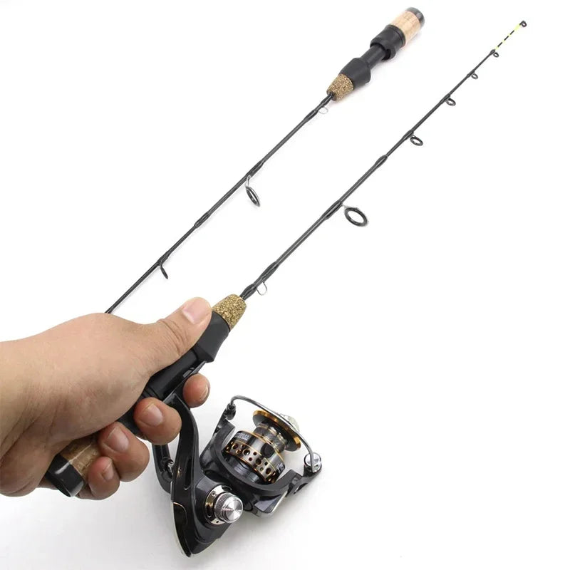 60cm 2 Tips Rod Reel Combos Winter Ice Fishing Rod Fishing Reel set  Pole Tackle Carbon pole Ice fishing rod New