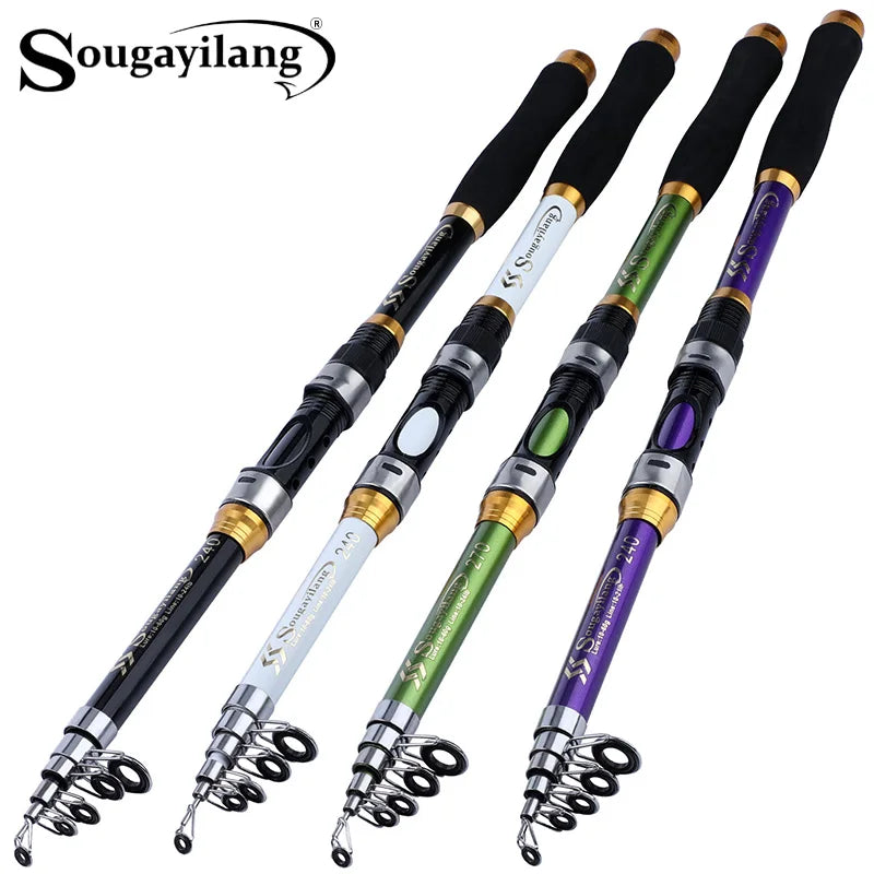 Sougayilang 4 Colors Telescopic Fishing Rod 1.8m-3.3m Glass Fiber EVA Handle Carp Spinning Rod Fishing Pole Fishing Weight 5kg